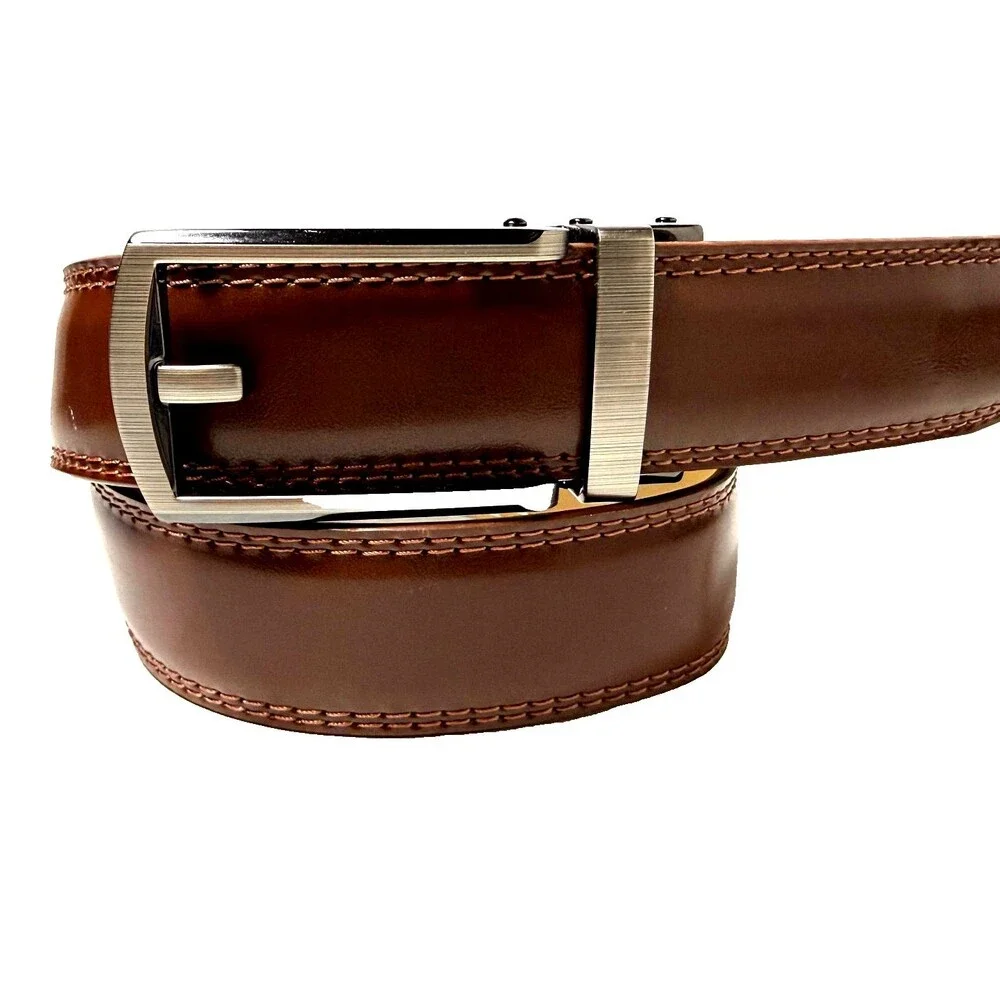 Chaoren Brown Ratchet Dress Belt Faux Leather Boys Teen 19-27